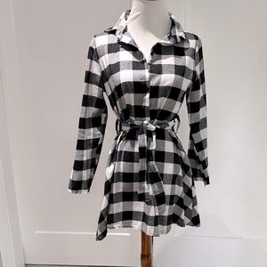 YOINS Black and white checkered dress